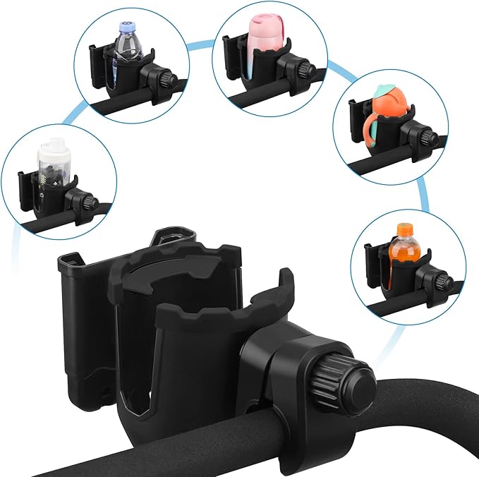 Accmor Stroller Cup Holder with Phone Holder, Universal Cup Holder, Bike Cup Holder, 360° Rotatable Large Caliber Drinks Holder for Stroller, Bike, Wheelchair, Walker-CubbioJoy