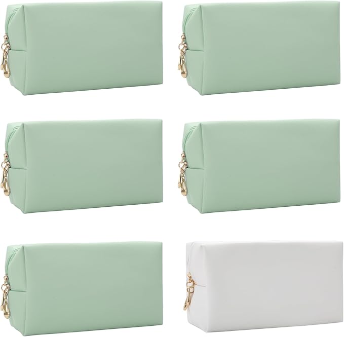 Bridesmaid Proposal Gifts Letter Cosmetic makeup bag bulk for Wedding Party Favors Bachelorette party decorations Toiletry Organizer Bag Makeup Case Gift (6, White&sage green)-CubbioJoy