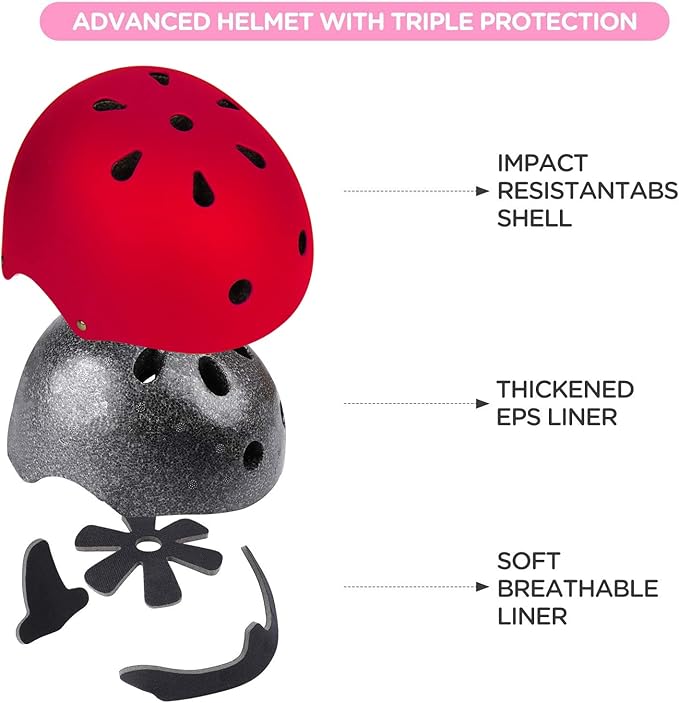 Adjustable Kids Helmet with Knee Pad, Elbow Pads & Wrist Guards - Toddler Bike Helmets for Ages 3-5, 5-8, 8-14 Years - Perfect for Skating, Biking, Cycling, and Skateboard - for Boys and Girls-CubbioJoy