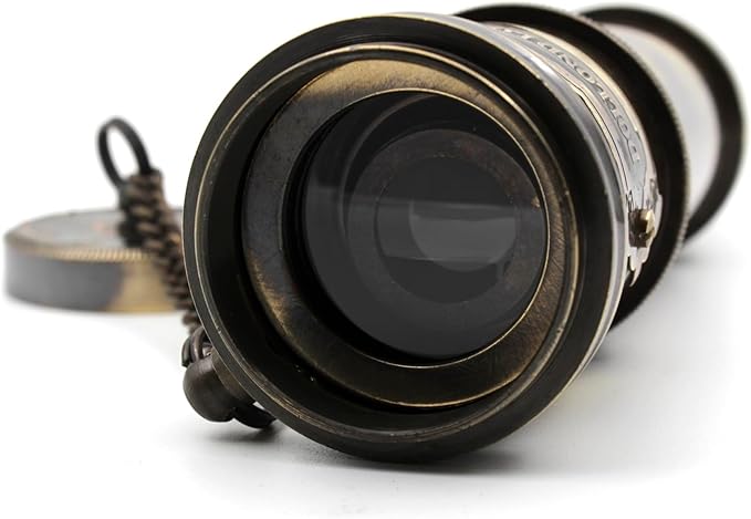 14 Inch Vintage Nautical Brass Telescope with Wood Box – Handheld Spyglass for Marine, Pirate, and Captain Use-CubbioJoy