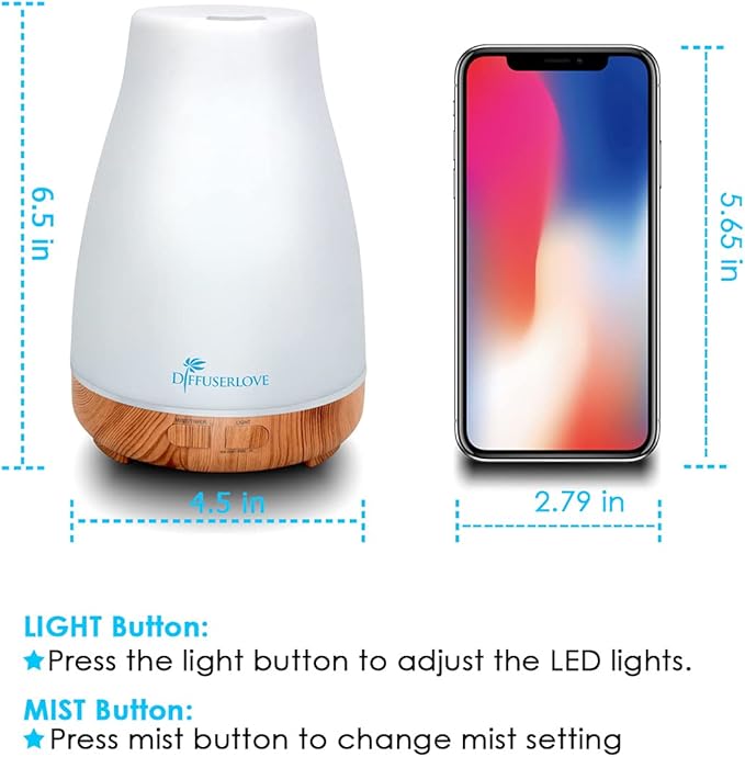 300ML Diffuser Essential Oil Diffuser Remote Control Aromatherapy Diffuser Mist Humidifiers with 7 Color LED Lights for Bedroom Office House Kitchen Yoga-CubbioJoy