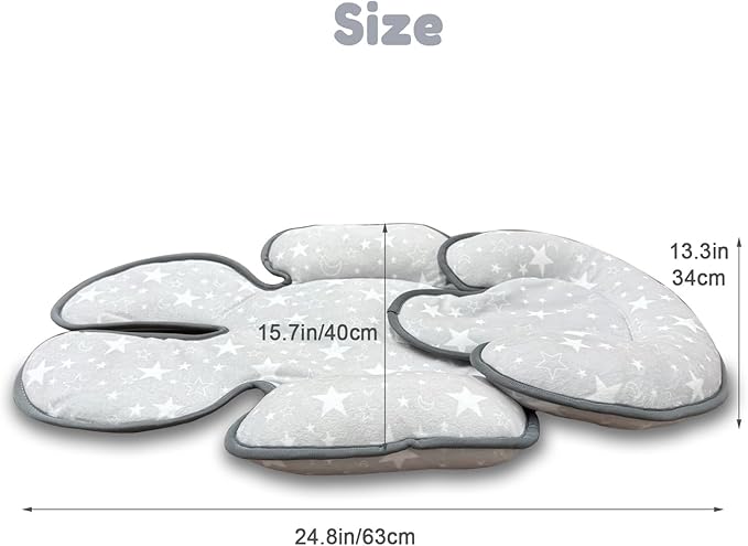 Infant Car Seat Insert, 2 in 1 Reversible Baby Car Seat Head & Body Support Cushion Pillow for Newborn,Soft Newborn Carseat Head Support Pad for Carseats, Strollers, Swings, Bouncers-CubbioJoy