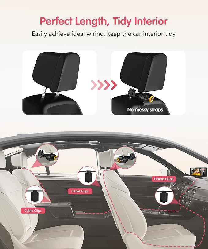 BM5 PRO Baby Car Camera for 2 Kids, 7.2" 1080P Dual Channel Display for Car Seat, Easy Installation with 2 IR Night Vision Cameras, Rear Seat Safety for Babies and Pets-CubbioJoy