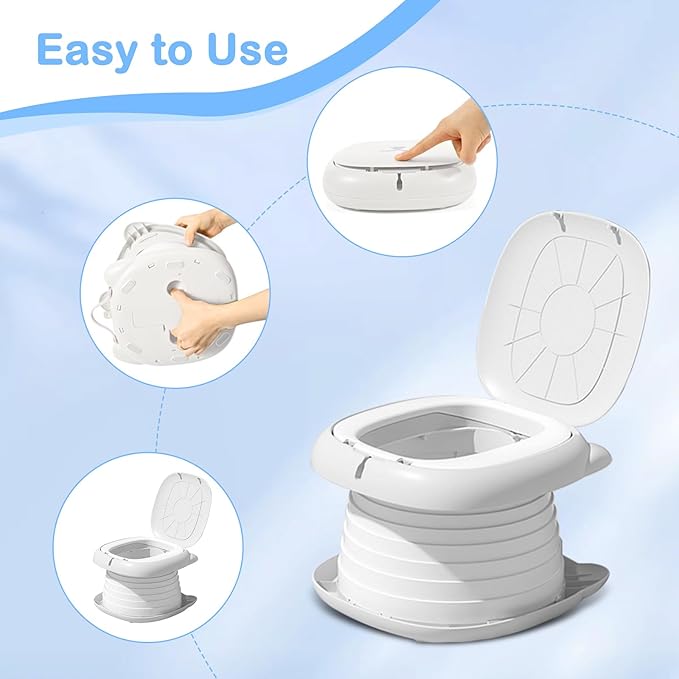 2025 Upgraded Portable Potty Training, Travel Potty for Toddler, portable toilet for kids Foldable, Apply to Seat Emergency Toilet for Camping, Outdoor,Car, Indoor(white Gray)-CubbioJoy