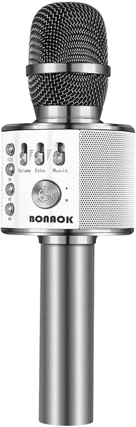 BONAOK Wireless Bluetooth Karaoke Microphone,3-in-1 Portable Handheld Karaoke Mic Speaker Machine Home Party Birthday for All Smartphones Q37 (Space Gray)-CubbioJoy