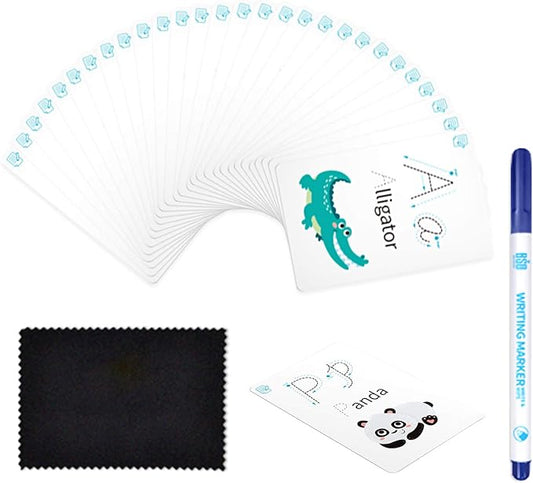 28 Pcs Letters Words Number Math Counting Recognition Cards for Kindergarten Preschool Toddlers Educational Toys RZKP-01 (Letters)-CubbioJoy