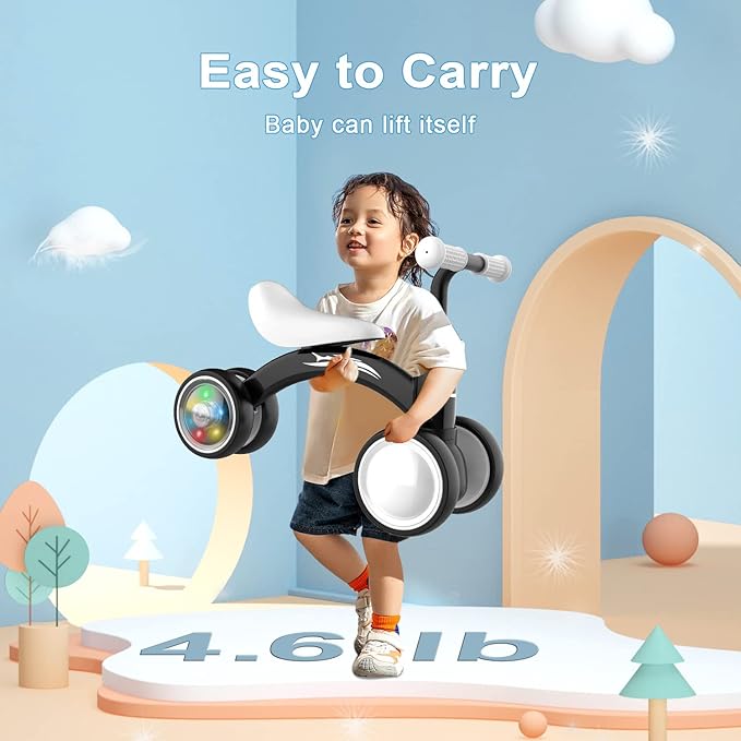 Colorful Lighting Baby Balance Bike Toys for 1 Year Old Boy Gifts, 10-36 Month Toddler Balance Bike, No Pedal 4 Silence Wheels&Soft Seat First Riding on Toys, One Year Old Boy Birthday Gifts.-CubbioJoy
