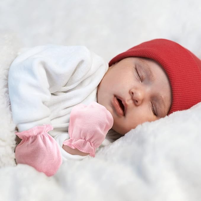 BQUBO Newborn Infant Toddler Mittens No Scratch Cotton Elastic Wrist Gloves Hypoallergenic for 0-6 Months Baby Boys Girls-CubbioJoy
