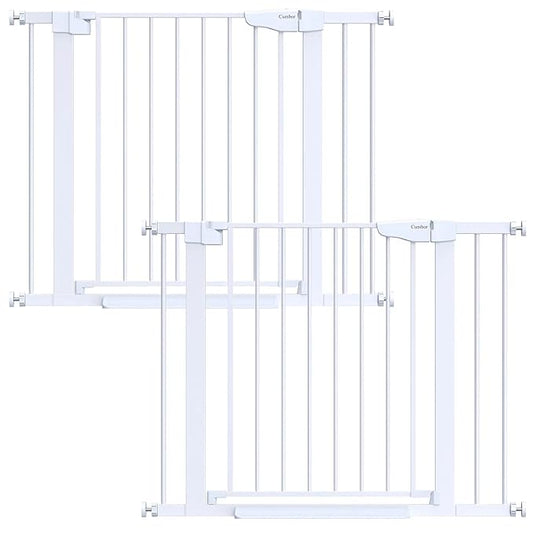 Cumbor 2 Pack 29.7-40.6" Baby Gate for Stairs, Mom's Choice Awards Winner-Dog Gate for Doorways, Pressure Mounted Self Closing Pet Gates for Dogs Indoor, Safety Child Gate with Easy Walk Thru Door-CubbioJoy