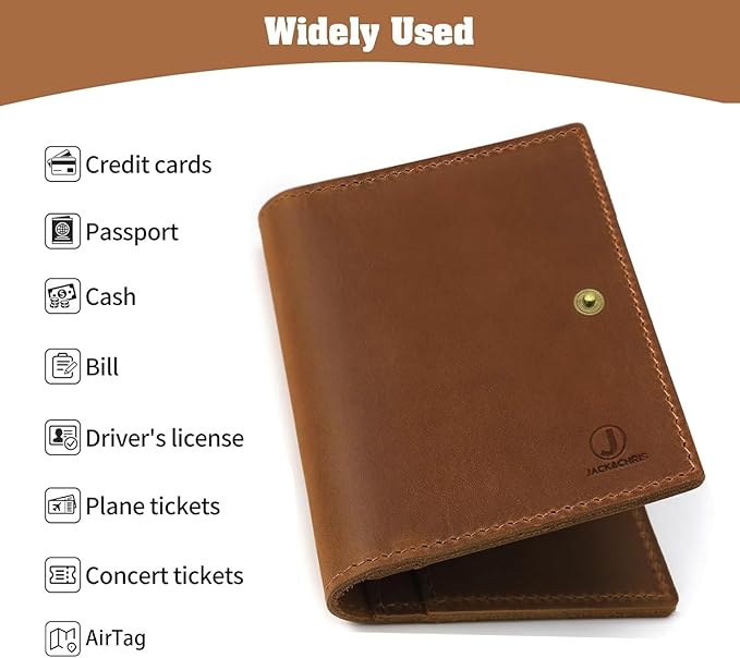 Jack&Chris Genuine Leather Passport Holder For Travel, RFID Blocking Handmade Passport Holder with Card Case Organized & Safe, Quality Travel Essentials for Women and Men for Gifting, Brown-CubbioJoy