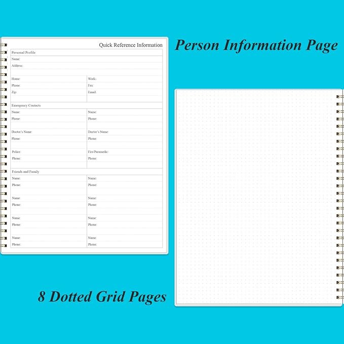 Daily Planner Undated - 8.5" x 11" To Do List Notebook Hourly Schedules, 150 Sheets/300 Pages Spiral Appointment Planner for Women and Men ,PVC Hardcover, Inner Pocket, Elastic Closure, Blue-CubbioJoy