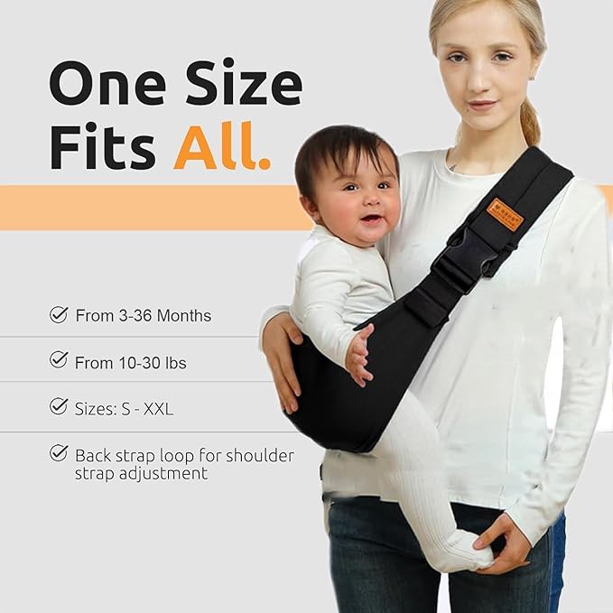 Baby Sling Carrier Newborn to Toddler Adjustable One-Shoulder Design with Hip Seat Support, Labor-Saving Baby Wraps Carrier 10-30 lbs(Gray)-CubbioJoy