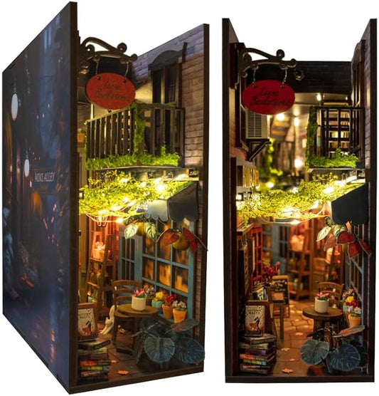 Book Nook DIY Kit - Dreamy - Miniature House Dollhouse Kit for Adult and Teens, Desgined in USA, Booknook Bookshelf Decor Alley Model Build with LED Light, Gifts for Family and Friends-CubbioJoy