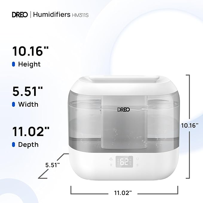 Dreo Smart Humidifiers for Bedroom, Top Fill 4L Cool Mist Humidifier with Nightlight, 36H Runtime, Touch/APP/Voice Control, Quiet Ultrasonic Humidifiers for Large Room, Home, Baby, Plants, Office-CubbioJoy