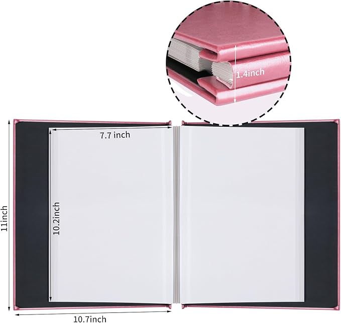 Inspirational Leather Photo Album,Magnetic Self-Stick Page Photo Album,Family Album,Hand Made DIY Albums Holds 3x5, 4x6, 5x7, 6x8 Photos (pink-always remember)-CubbioJoy