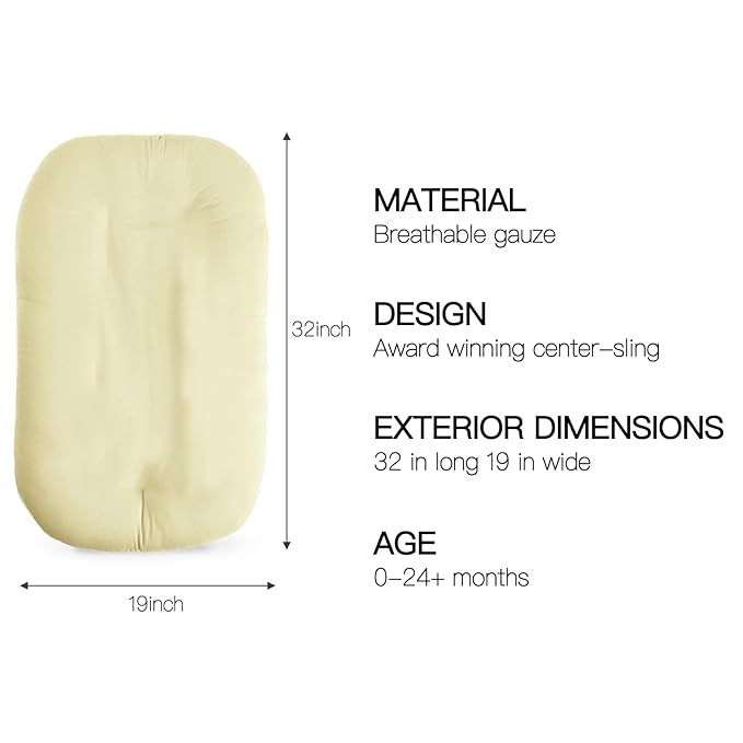 Baby Lounger - Snuggle Cozy Me Infant Lounger for Newborns | Breathable & Soft, Portable Awake-Time Pad, Essential Baby Gift- Yellow (Lounger Cover Included)-CubbioJoy