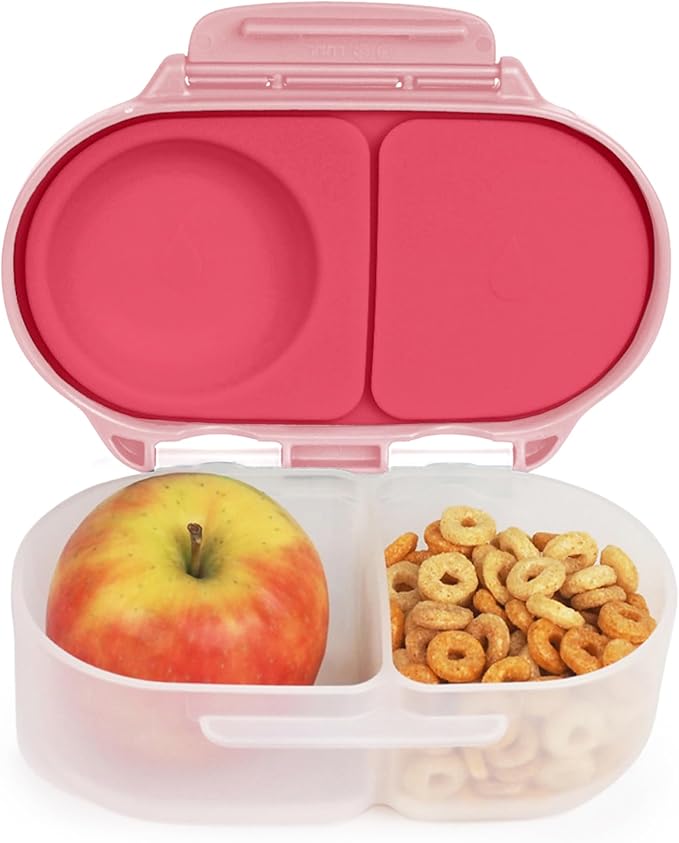 b.box Snack Box for Kids & Toddlers: 2 Compartment Snack Containers, Mini Bento Box, Lunch Box. Leak Proof, BPA free, Dishwasher safe. School Supplies. Ages 4 months+ (Flamingo Fizz, 12oz capacity)-CubbioJoy