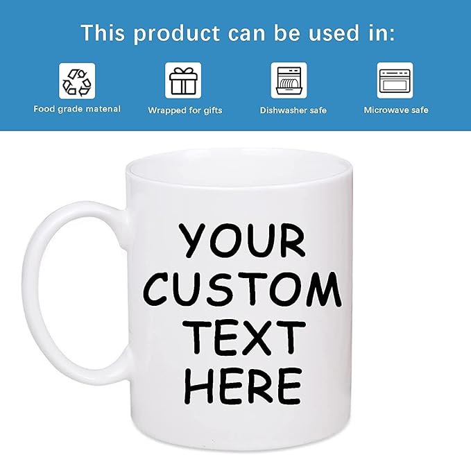 Custom Photo Coffee Mug with Your Picture and Text, Name - Personalized Gifts for Family, Girlfriend, Boyfriend, Best Friend, Birthday, Halloween, Christmas Gifts, Taza Personalizadas - 11oz White-CubbioJoy