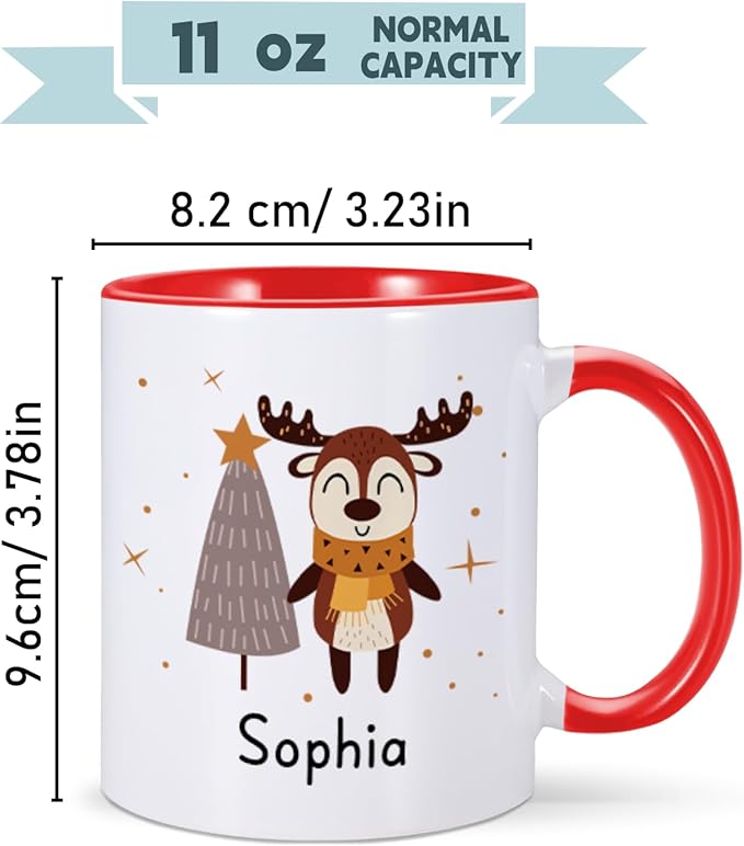 Christmas Gifts for Kids, Personalized Name Christmas Coffee Mug, Cute Hot Chocolate Cocoa Mug, Winter Holiday Cups for Children, Customized Christmas Birthday Gifts for Women Families Friend-CubbioJoy