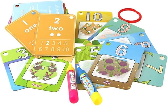 Coolplay Water Coloring Cards Learning Number Shape Color Toddler Girl Toy Water Paint Cards Airplane Activities for Kids Toy-CubbioJoy