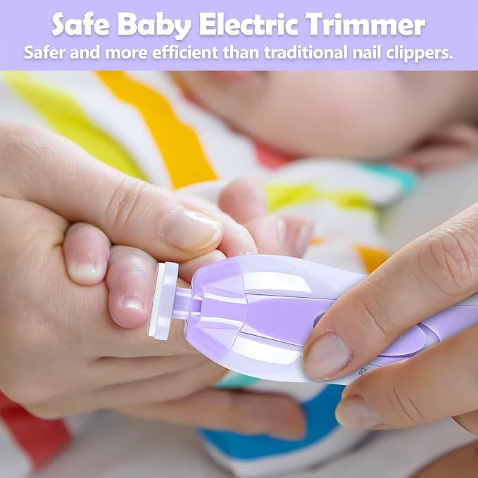 Baby Nail Trimmer Electric, 6 in 1 Baby Nail File Clippers Infant Grooming Kit Manicure Set for Toddler or Adults, Purple-CubbioJoy