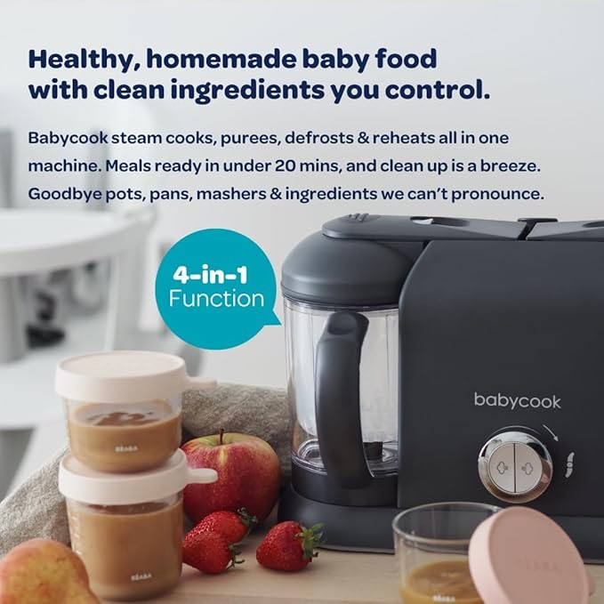 BEABA Babycook Duo 4 in 1 Baby Food Maker, Baby Food Processor, Baby Food Blender Baby Food Steamer, Make Fresh Healthy Baby Food at Home, 9.1 Cup Capacity, Makes 54 Servings in 20 Mins, Oat-CubbioJoy