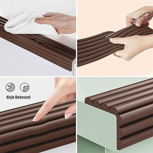 Bunk Bed Ladder Pads,Self-Adhesive Bunk Bed Ladder Cover Foam Padding,Traction Treads for Stair Steps,Soft Extra-Wide Edge Protector,Furniture 6.5 Ft Brown-CubbioJoy