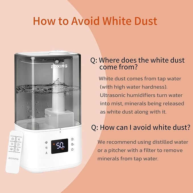 BOXING 6L Warm & Cool Mist Humidifiers for Bedroom, Air Humidfier for Large Room with Remote Control, Auto Mode Perfect for Baby & Plants, Top Fill, Sleep Mode, Timer, Essential Oil Tray, 60H-CubbioJoy