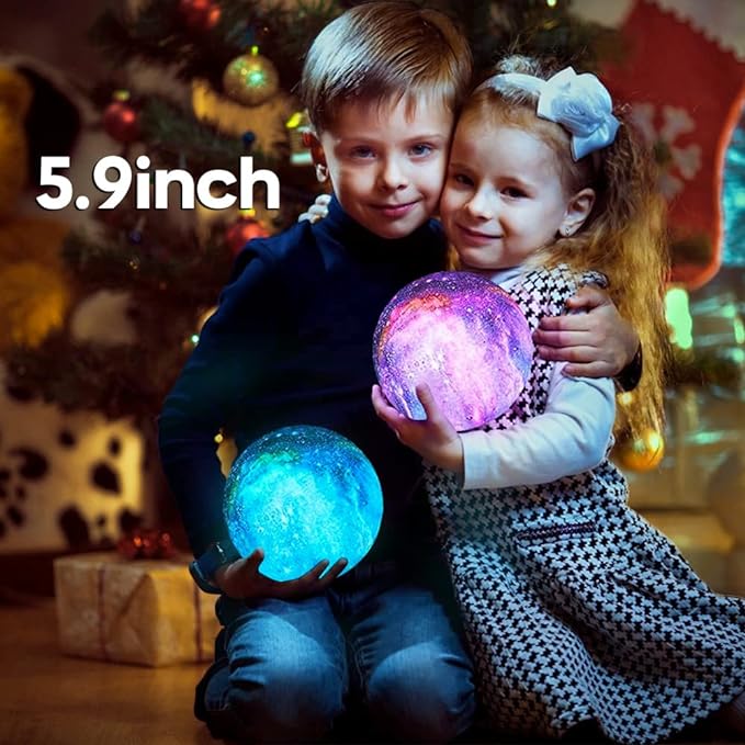 BRIGHTWORLD Moon Lamp Galaxy Lamp 5.9 inch 16 Colors LED 3D Moon Light, Remote & Touch Control Moon Night Light Gifts for Girls Boys Kids Women Birthday-CubbioJoy