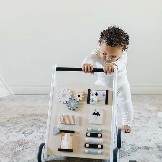 Beright Wooden Baby Walker Push and Pull Learning Activity Walker Kids’ Activity Toy Multiple Activities Center Develops Motor Skills & Stimulates Creativity (Natural)-CubbioJoy