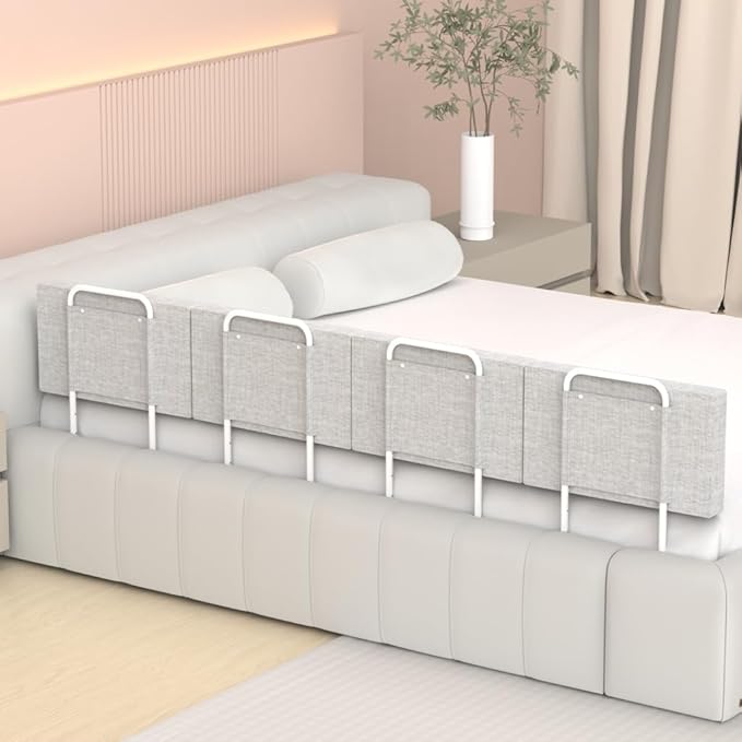 Bed Rail, Bed Rail for Toddlers, Kid, Adult, 78.7" Bed Side Rails for Full, Queen, King, Twin, Bunk, Dorm Beds to Prevent Falls, Bed Rails Can be Flexibly Combined, Easy Installation (Gray, 4 Packs)-CubbioJoy