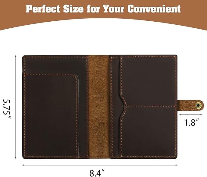 Jack&Chris Genuine Leather Passport Holder For Travel, RFID Blocking Handmade Passport Holder with Card Case Organized & Safe, Quality Travel Essentials for Women and Men for Gifting, Coffee-CubbioJoy