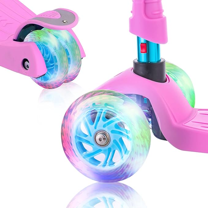 3 Wheel Scooter for Kids Ages 6-12,Kids Scooter with Light Up Wheels, Sturdy Deck Design, and 4 Height Adjustable Suitable for Kid Ages 3-12-CubbioJoy