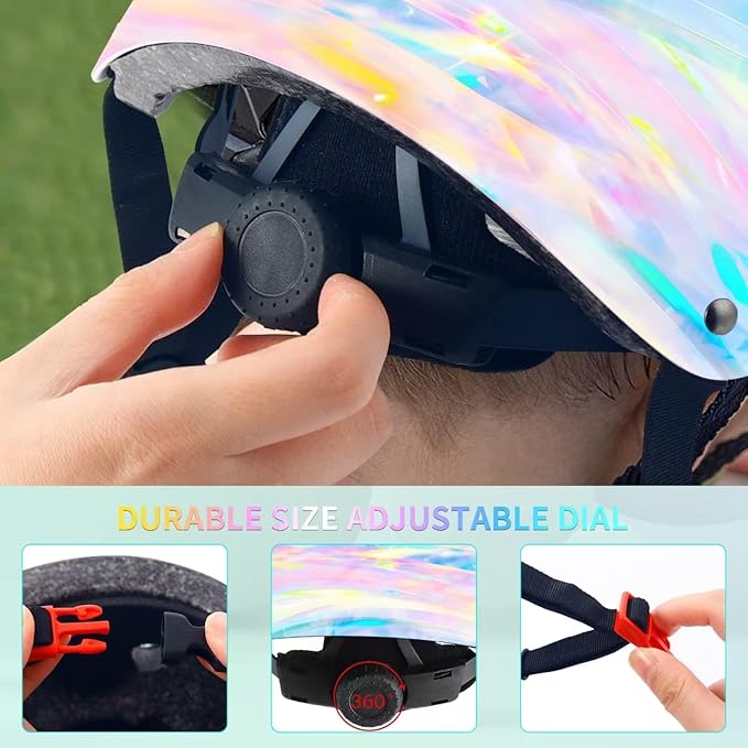 Adjustable Color Gradient Skateboard Helmet for 3-5-8-14+Ages【Toddler Kids Youth Adult】 Girls Boys Woman.Bike Helmet for Multi-Sports Cycling Bicycle Scooter Inline Roller Skate Rollerblading-CubbioJoy