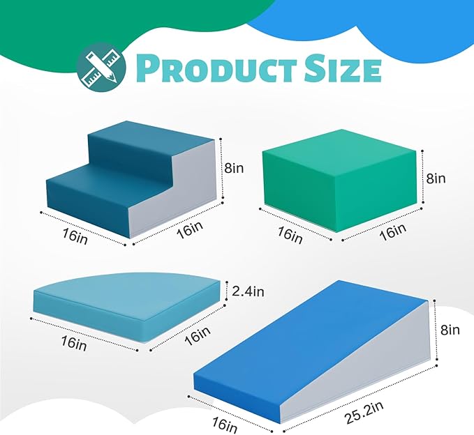 6-Piece Soft PU Leather Toddlers Climbing Toys, Indoor Climb and Crawl Activity Play Set, Foam Play Gym Climbing Structures for Toddlers 3, Baby Foam Blocks for Toddler-CubbioJoy