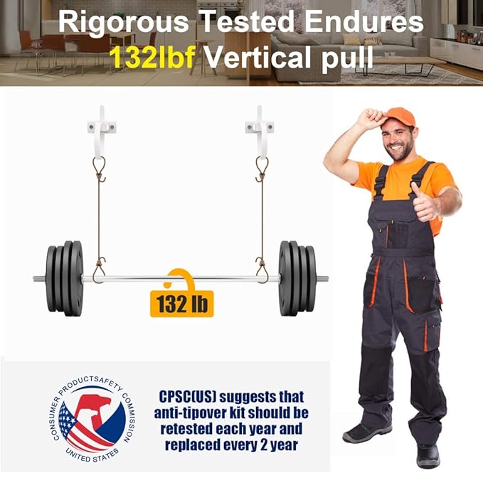 4our Kiddies Furniture Straps (6 Pack) Baby Proofing Anti Tip Furniture Anchors Kit, Cabinet Wall Anchors Protect Toddlers from Falling Furniture, Adjustable Child Safety Straps Earthquake Resistant-CubbioJoy