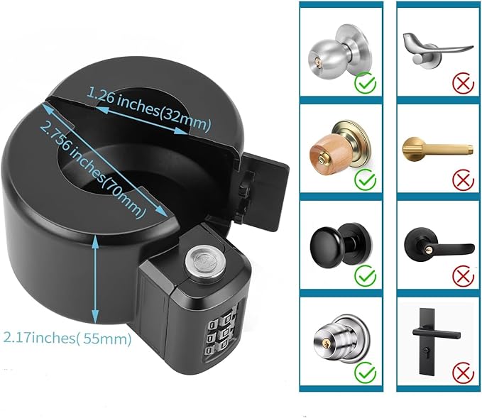 Door Knob Lock Combination Out Device Cover to The Doorknob/Faucet/Water Valve Hose Lock, Temporary Door Handle Combination Lock, Prevents Turning of Door Knob and Access to Keyhole-CubbioJoy