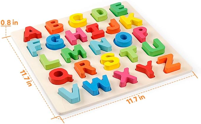 Coogam Wooden Alphabet Puzzle – ABC Letters Sorting Board Blocks Montessori Matching Game Jigsaw Educational Early Learning Toy Gift for Preschool Year Old Kids-CubbioJoy
