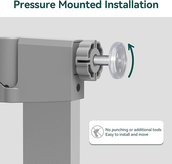 Babelio Baby Gate with Adjustable Cat Door,29-43" Auto Close Durable Pet Door for Stairs,Doorways and House, Pressure Mounted,Easy Install,Effortless Walk Thru,Gray-CubbioJoy