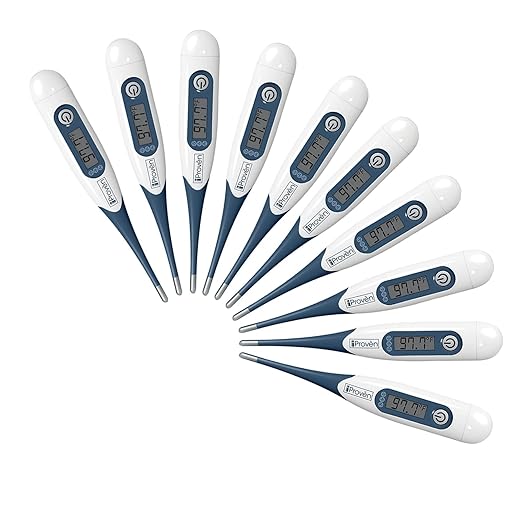 iProven Adult Digital Oral and Rectal Thermometer, Measures in 10 Seconds, with Flexible Tip, Fever Alarm, Thermometer for Kids and Babies (10 Packs)-CubbioJoy