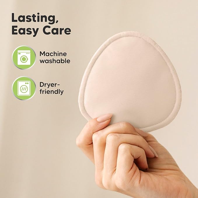 14-Pack Organic Nursing Pads - Washable Breast Pads for Breastfeeding, Nursing Bra Nipple Pads for Breastfeeding, Pumping Bra Reusable Breast Pad, Maternity Breastfeeding Bra Pad (Bare Beige, L 4.8")-CubbioJoy