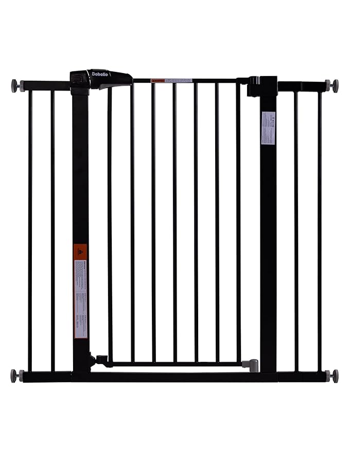 BABELIO 36" Tall Baby Gate, 26-40" Wide Auto Close Pet Gate, Pressure Mounted Metal Dog Gate, Easy-Install No Drilling, No Tools Required, with Wall Protectors and Extension Kits, Black-CubbioJoy