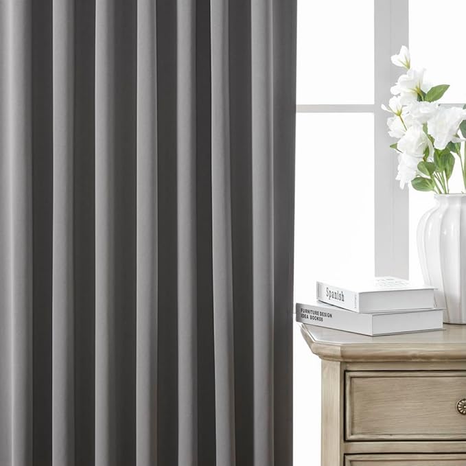 Joydeco Blackout Curtains 84 Inch Length 2 Panels Set, Thermal Insulated Black Out Curtains for Bedroom, Room Darkening Drapes for Living Room Window (W37 x L84 Inch, Light Grey)-CubbioJoy