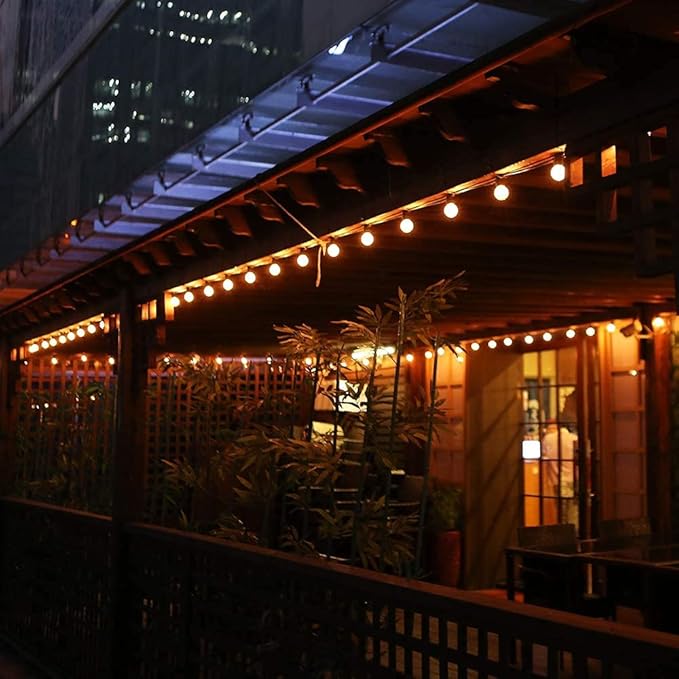 25Ft G40 LED Outdoor Christmas Frosted White String Lights with 27 G40 White Pearl Shatterproof Bulbs, Connectable Vintage Christmas Globe Patio Lights for Holiday Wedding Party Café Porch Party-White-CubbioJoy