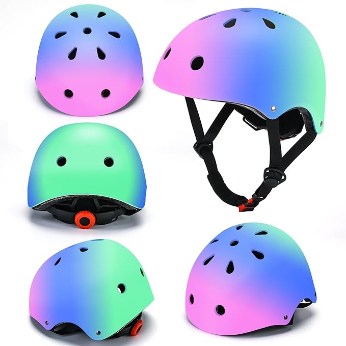 Color Gradient Adjustable Kids Bike Helmet Toddler Skateboard Helmets Boys Girls Child Ventilation Helmet for Multi-Sports Skating Cycling Scooter Balance-CubbioJoy