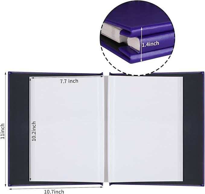 Inspirational Leather Photo Album,Magnetic Self-Stick Page Photo Album,Family Album,Hand Made DIY Albums Holds 3x5, 4x6, 5x7, 6x8 Photos (purple-always remember)-CubbioJoy