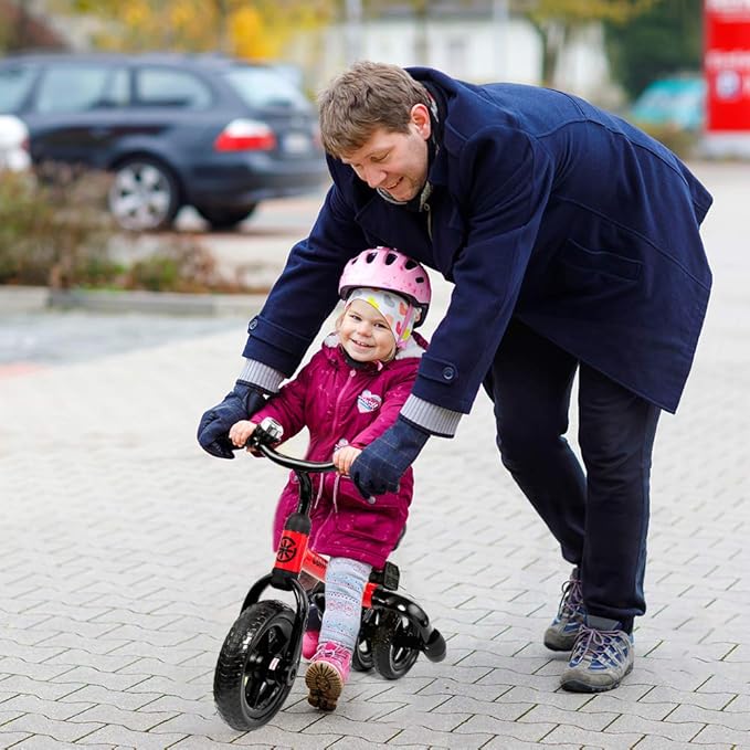 Ancaixin 3 in 1 Toddler Tricycles for 2-5 Years Old Boys and Girls with Detachable Pedal and Bell | Foldable Baby Balance Bike Riding Toys for Kids | Infant Birthday New Year Red-CubbioJoy