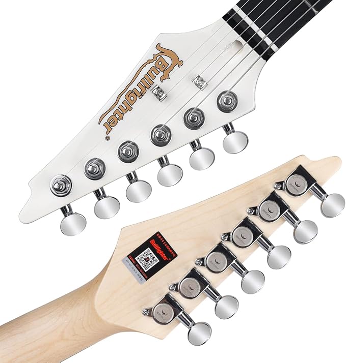 Bullfighter 34 Inch Kids Mini Strat Electric Guitar for Boys Girls, Beginner’s Electric Guitar Kit with Gig Bag, Picks, Cable, Strap, Extra Strings D120-R (blue) (White)-CubbioJoy