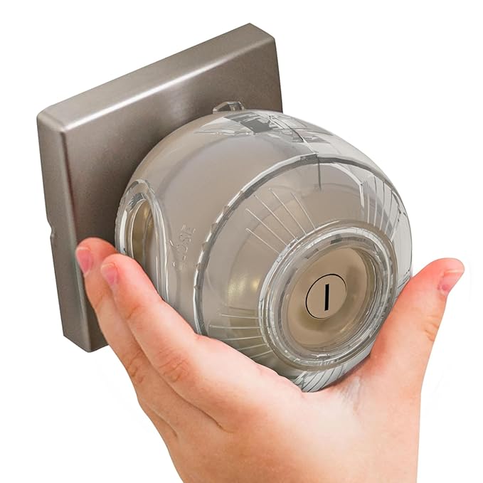 Door Knob Safety Cover for Kids (6 Pack) Hard-to-Remove Dual-Lock Door Handle Covers for Kids - Reusable Baby Proof Door Knob Locks - Installs Easily, No Tools Needed (Transparent)-CubbioJoy
