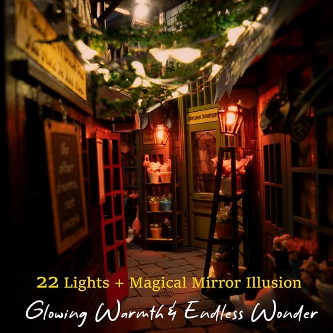 Book Nook DIY Kit - Dreamy - Miniature House Dollhouse Kit for Adult and Teens, Desgined in USA, Booknook Bookshelf Decor Alley Model Build with LED Light, Gifts for Family and Friends-CubbioJoy